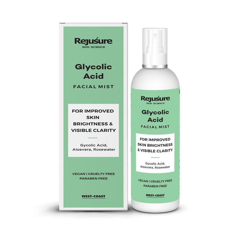 rejusure glycolic acid face mist - for improved skin brightness & visible clarity