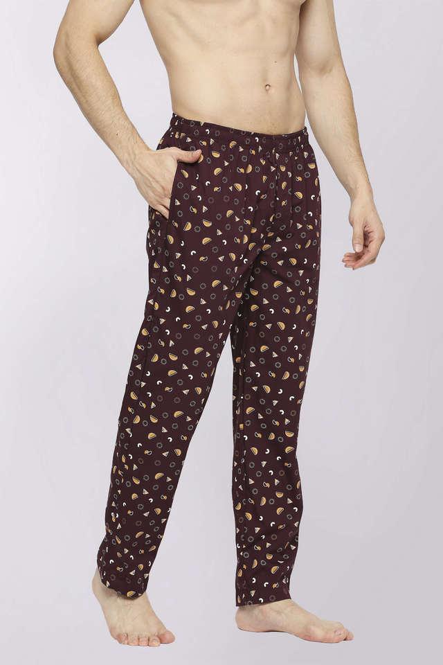 relax wear brown printed cotton pyjama