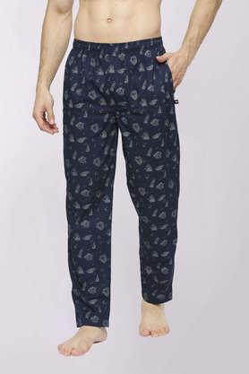 relax wear navy blue printed cotton pyjama - navy