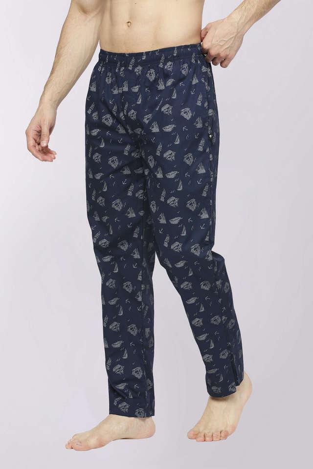 relax wear navy blue printed cotton pyjama