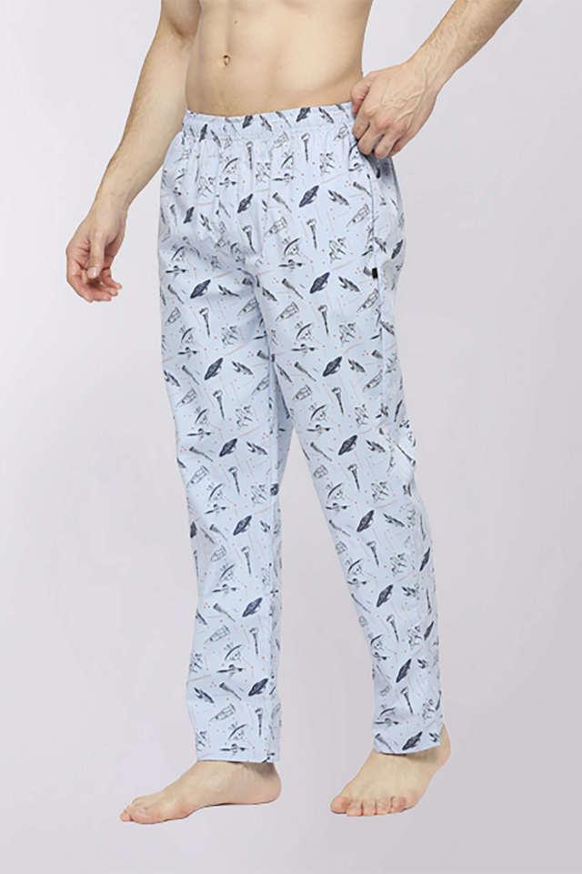 relax wear sky blue printed cotton pyjama