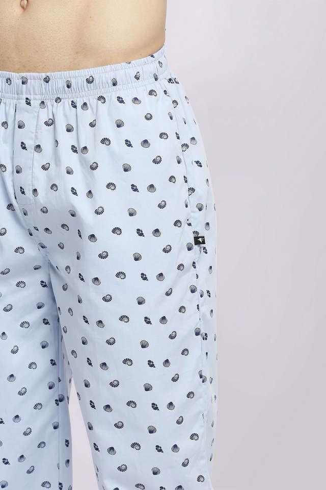 relax wear sky blue printed cotton pyjama