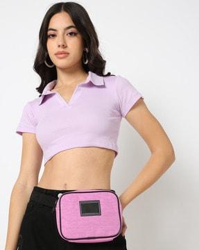 relaxed fit crop polo t-shirt