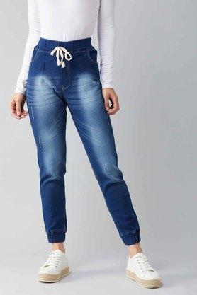 relaxed fit denim womens casual wear joggers - navy