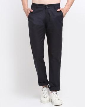 relaxed fit flat-front chinos
