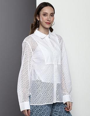 relaxed fit lace monogram shirt