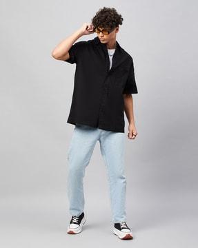 relaxed fit shirt with flap pocket