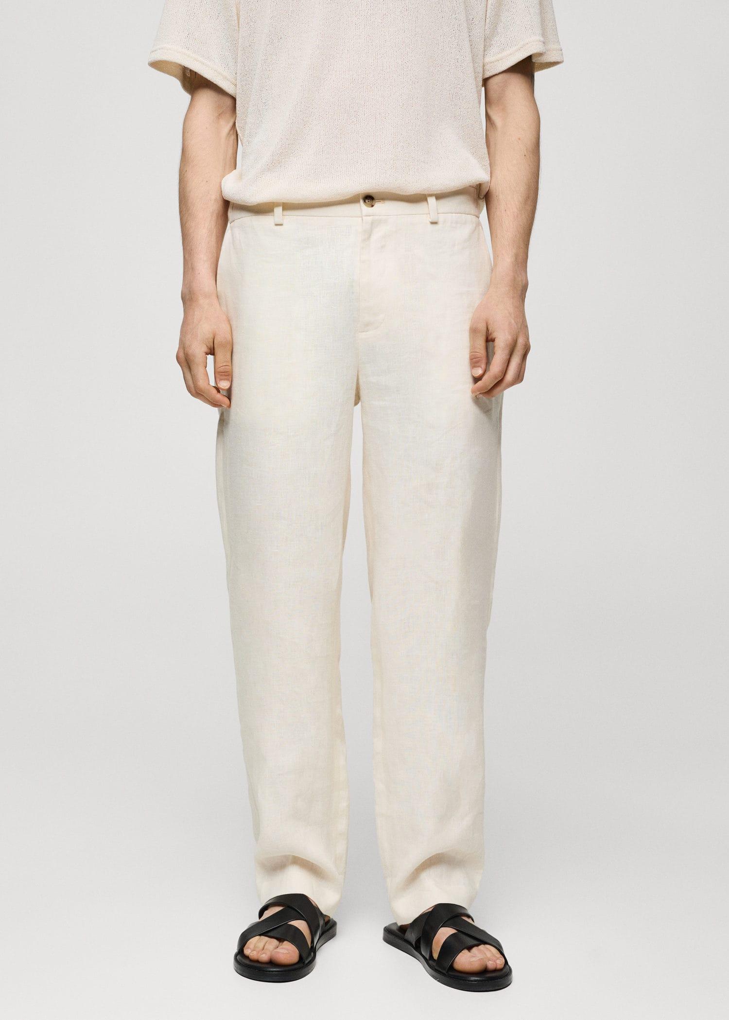 relaxed fit 100% linen pants