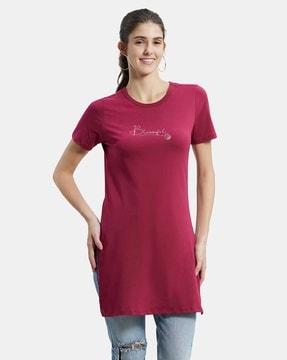 relaxed fit a142 super combed cotton fabric long length t-shirt with side slit