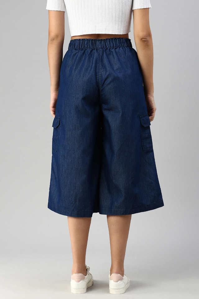 relaxed fit ankle length denim womens casual wear culotte