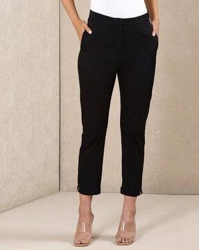 relaxed fit ankle-length pants with insert pockets
