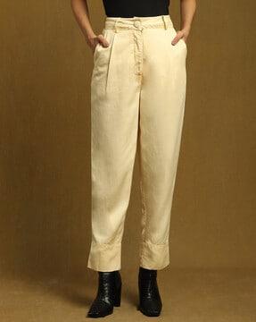 relaxed fit ankle-length pleated pants