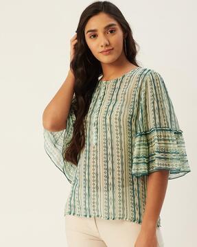 relaxed fit aztec print top