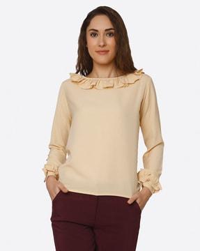 relaxed fit boat-neck top