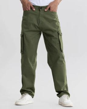 relaxed fit cargo pants with drawstring waist