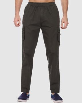 relaxed fit cargo pants with elasticated waist