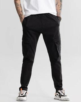relaxed fit cargo pants with flap pockets