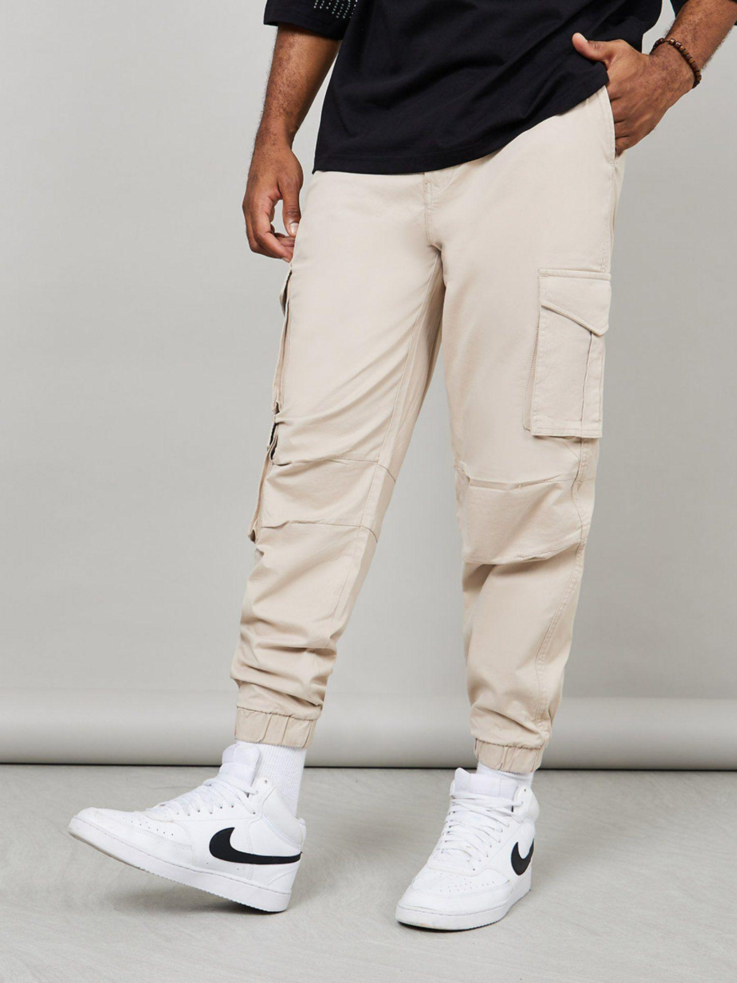 relaxed fit cargo pocket detail jogger in cotton twill fabric