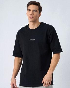 relaxed fit cotton crew-neck t-shirt with brand print