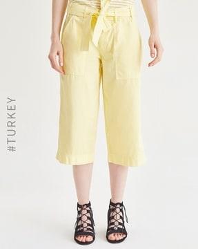 relaxed fit cotton high-rise culottes