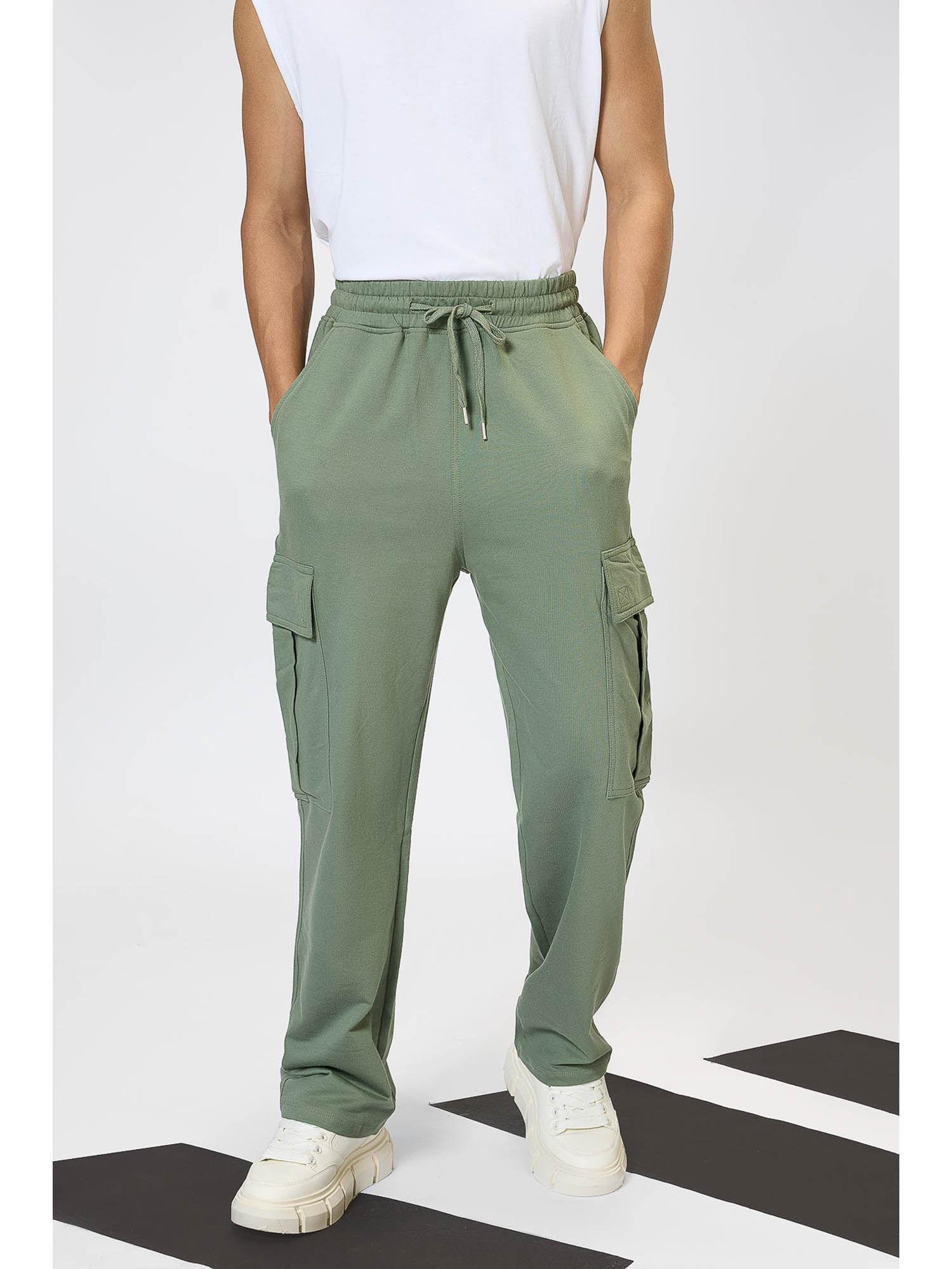 relaxed fit cotton knitted cargo - sage green