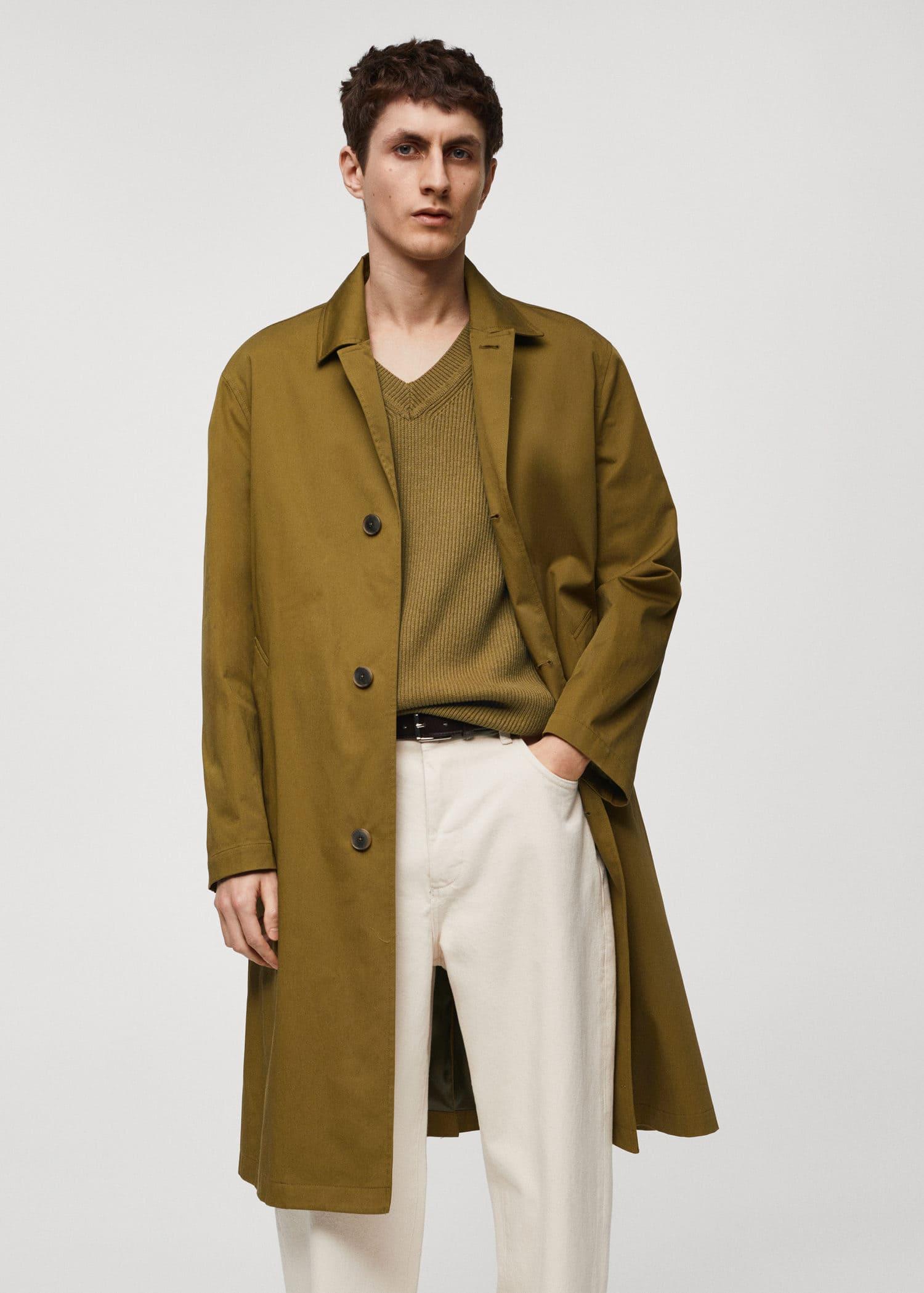 relaxed-fit cotton trench coat