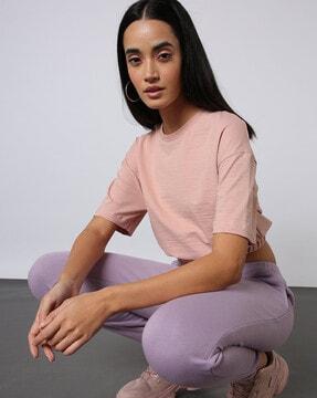 relaxed fit crew-neck cropped t-shirt