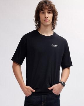 relaxed fit crew-neck t-shirt with brand print