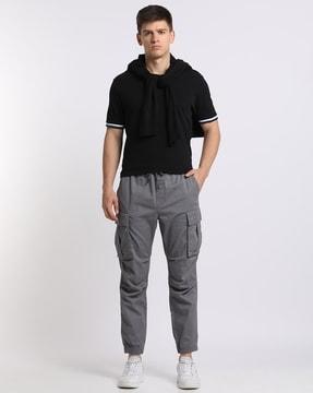 relaxed fit crop cargo joggers
