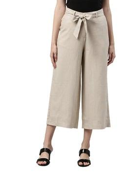 relaxed fit culottes with waist tie-up