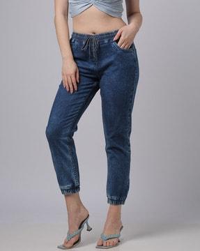 relaxed fit denim joggers