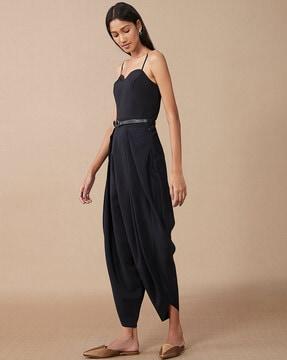 relaxed fit dhoti pants with belt