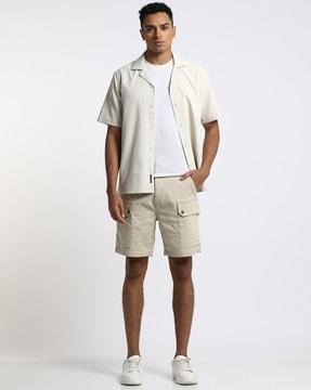 relaxed fit dobby cargo shorts