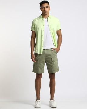 relaxed fit dobby cargo shorts