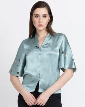 relaxed-fit flared sleeves shirt