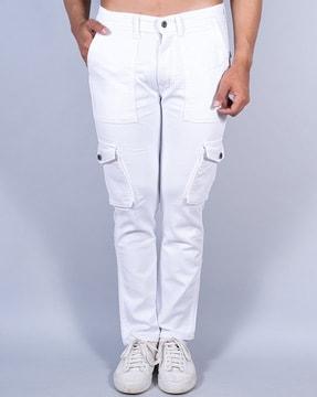 relaxed fit flat-front cargo pants