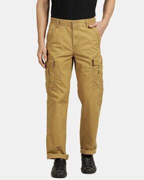 relaxed fit flat-front cargo pants