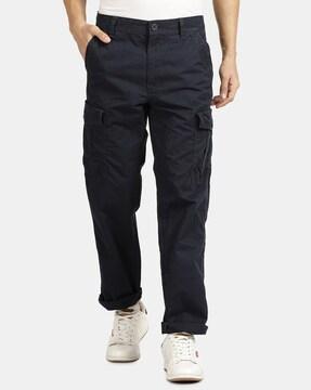 relaxed fit flat-front cargo pants