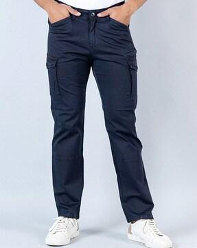 relaxed fit flat-front cargo pants