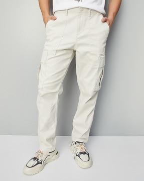 relaxed fit flat-front cargo pants