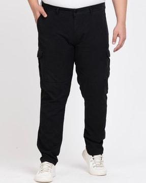 relaxed fit flat-front cargo pants