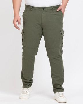 relaxed fit flat-front cargo pants