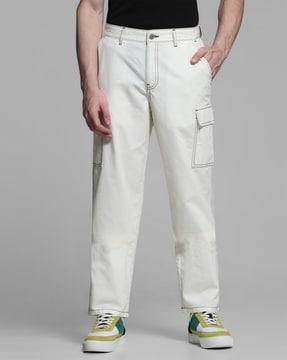 relaxed fit flat-front cargo pants