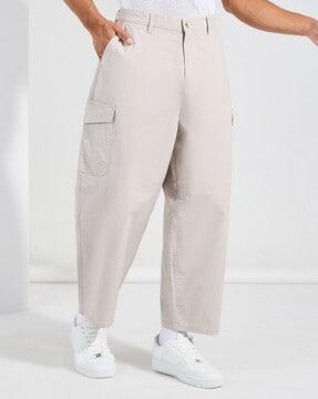 relaxed fit flat-front cargo pants