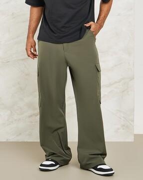 relaxed fit flat-front cargo pants