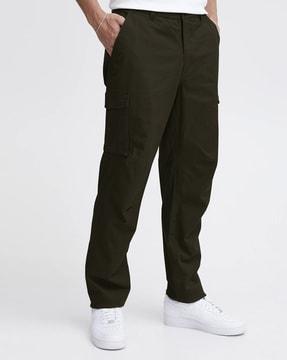 relaxed fit flat-front cargo pants