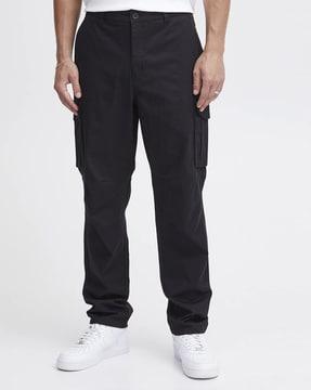 relaxed fit flat-front cargo pants