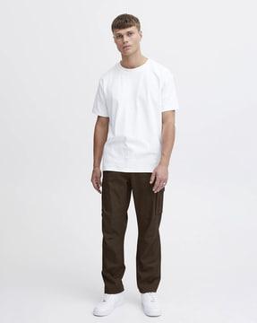 relaxed fit flat-front cargo pants