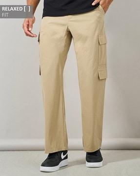 relaxed fit flat-front cargo pants