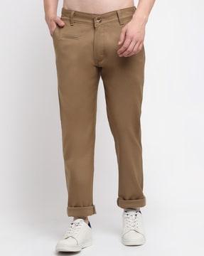 relaxed fit flat-front chinos